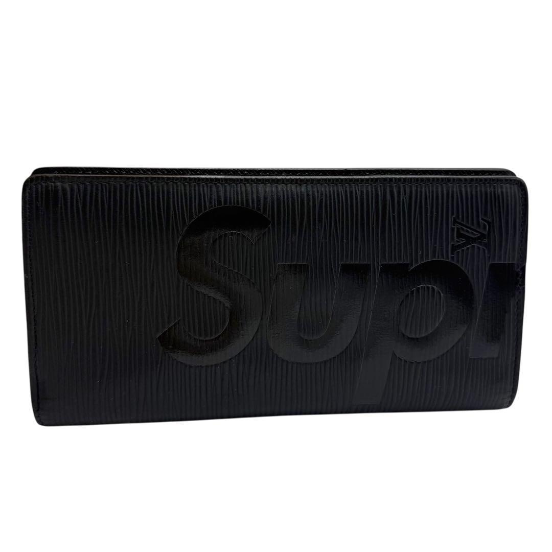 6155 美品 ルイヴィトン×シュプリーム エピ ブラザ 23AW 長財布 黒色