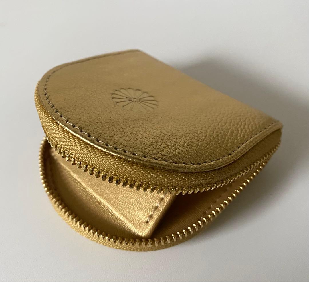 【即日発送】皇居 長財布 本革 ゴールド 金/ケース 小銭入れ