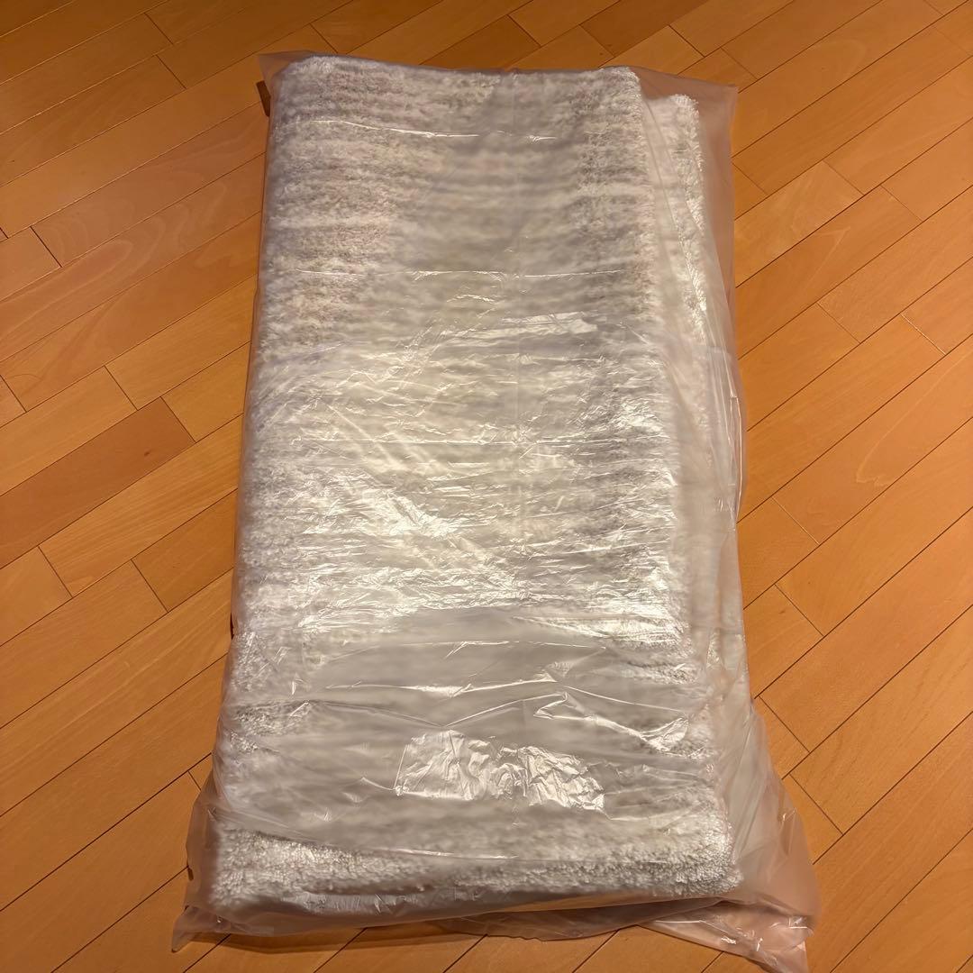 【新品未使用】国産 洗えるミックスパイルラグ190×190cm アイボリー