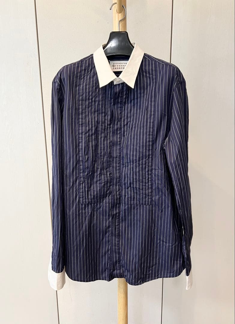 メゾンマルジェラ　メンズ　シャツ　ネイビー　Ｌサイズ