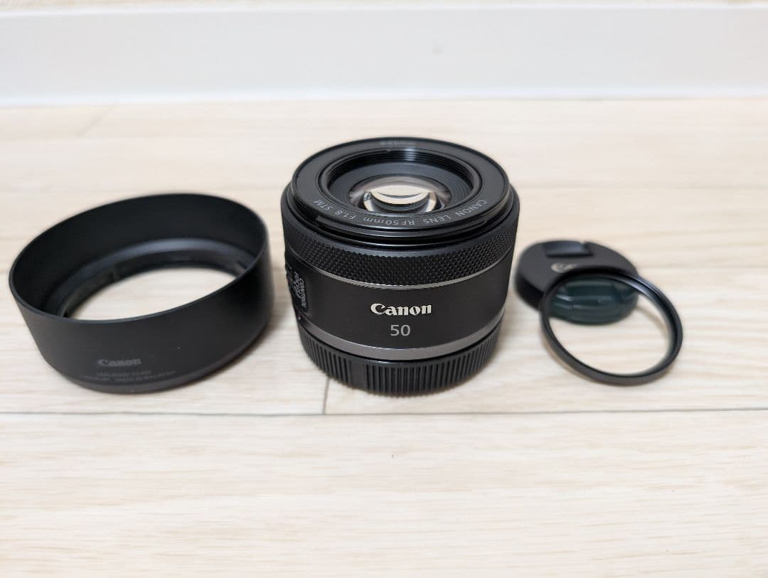 【美品】Canon RF50mm f1.8 stm（レンズフード、フィルター付）
