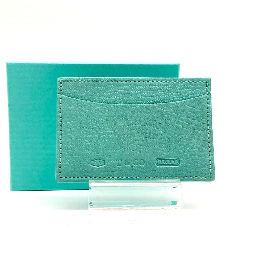 ティファニー 名刺入れ 定期入れ レザー ライトブルー 未使用 70909