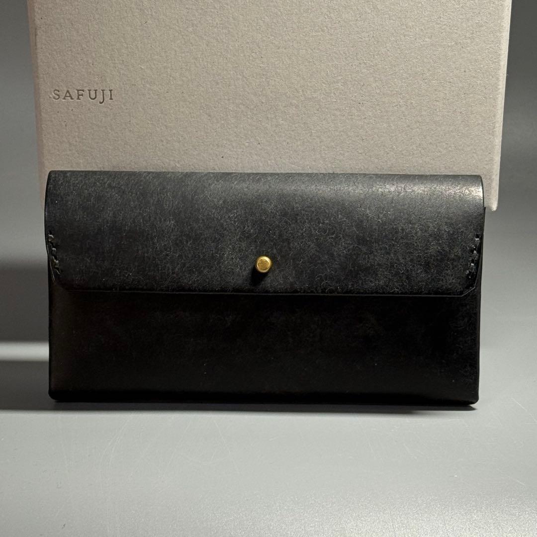 SAFUJI ミニ長財布 ホック グレイブラック レザー 財布 さふじ