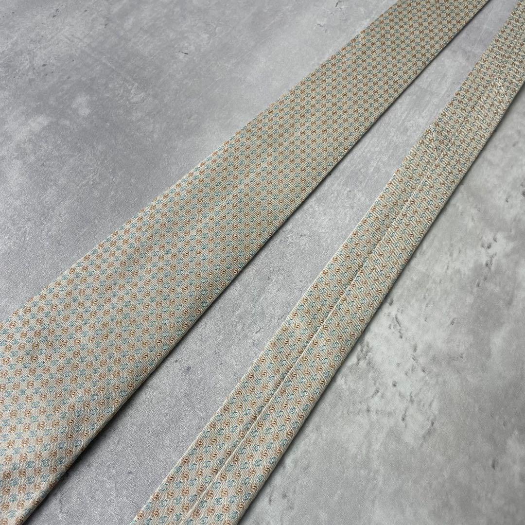 美品 CHANEL シャネル ジャガード ココマーク 総ロゴ ネクタイ ホワイト