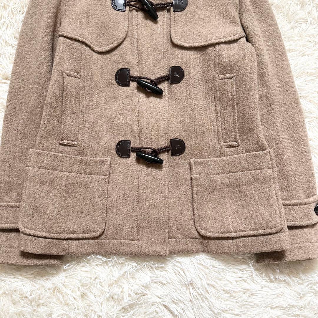 バーバリーブルーレーベル ダッフルコート　ノバチェック ショート キャメル M