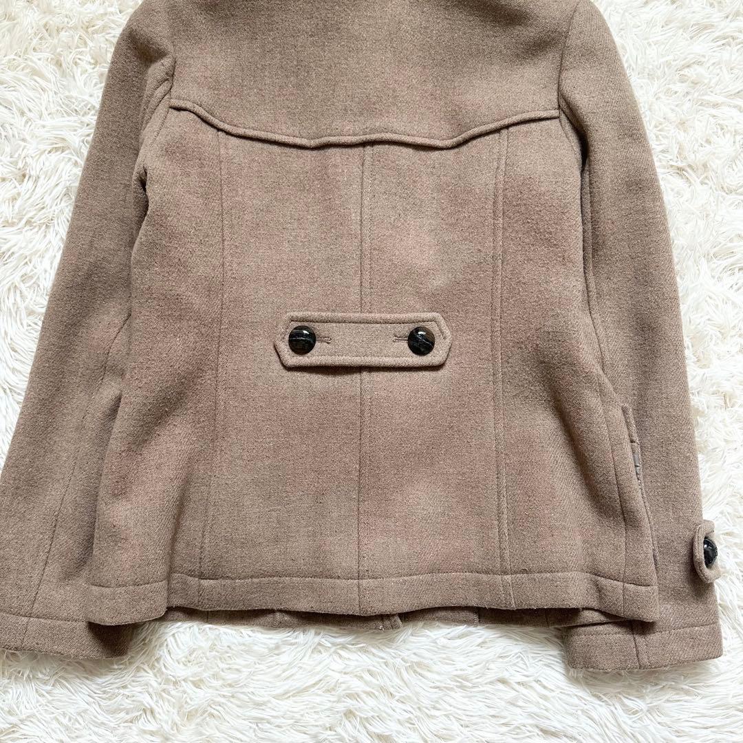 バーバリーブルーレーベル ダッフルコート　ノバチェック ショート キャメル M