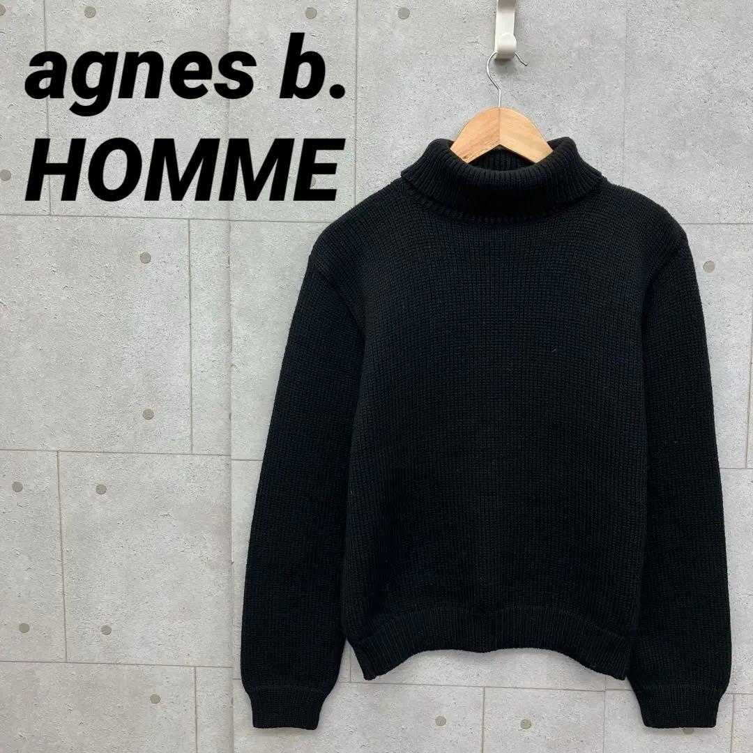 agnes b. HOMME ハイネックニットセーター ウール フランス製 黒