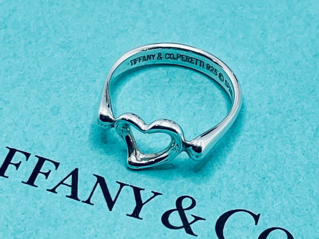 h890 美品　ティファニー　オープンハート　リング　シルバー925 約8.5号