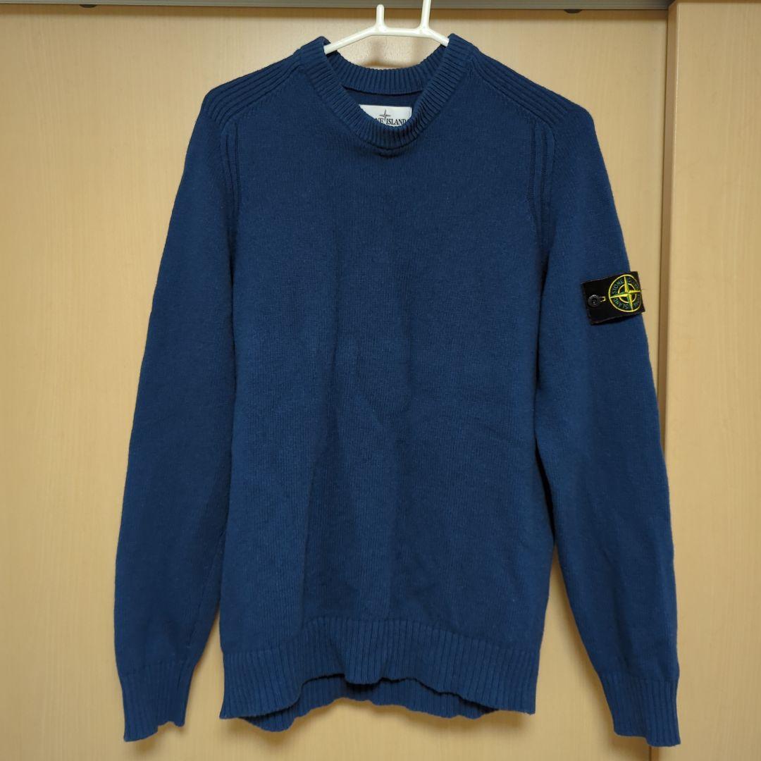 ストーンアイランド　ネイビー クルーネックニット アームバンド付き
