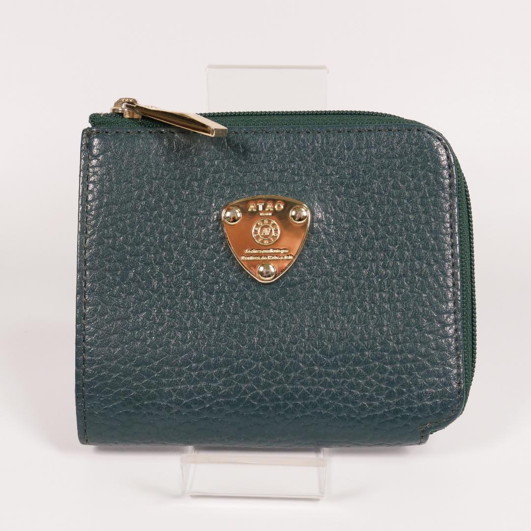 極美品✨ アタオ 二つ折り財布 ミリモ ケリー 限定 グリーン レザー