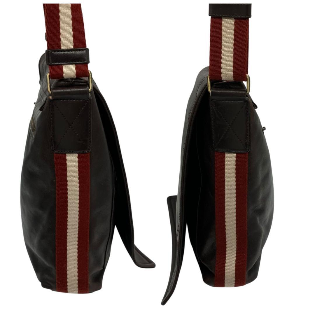 BALLY トレスポ メッセンジャーバッグ ダークブラウン レッド 1408