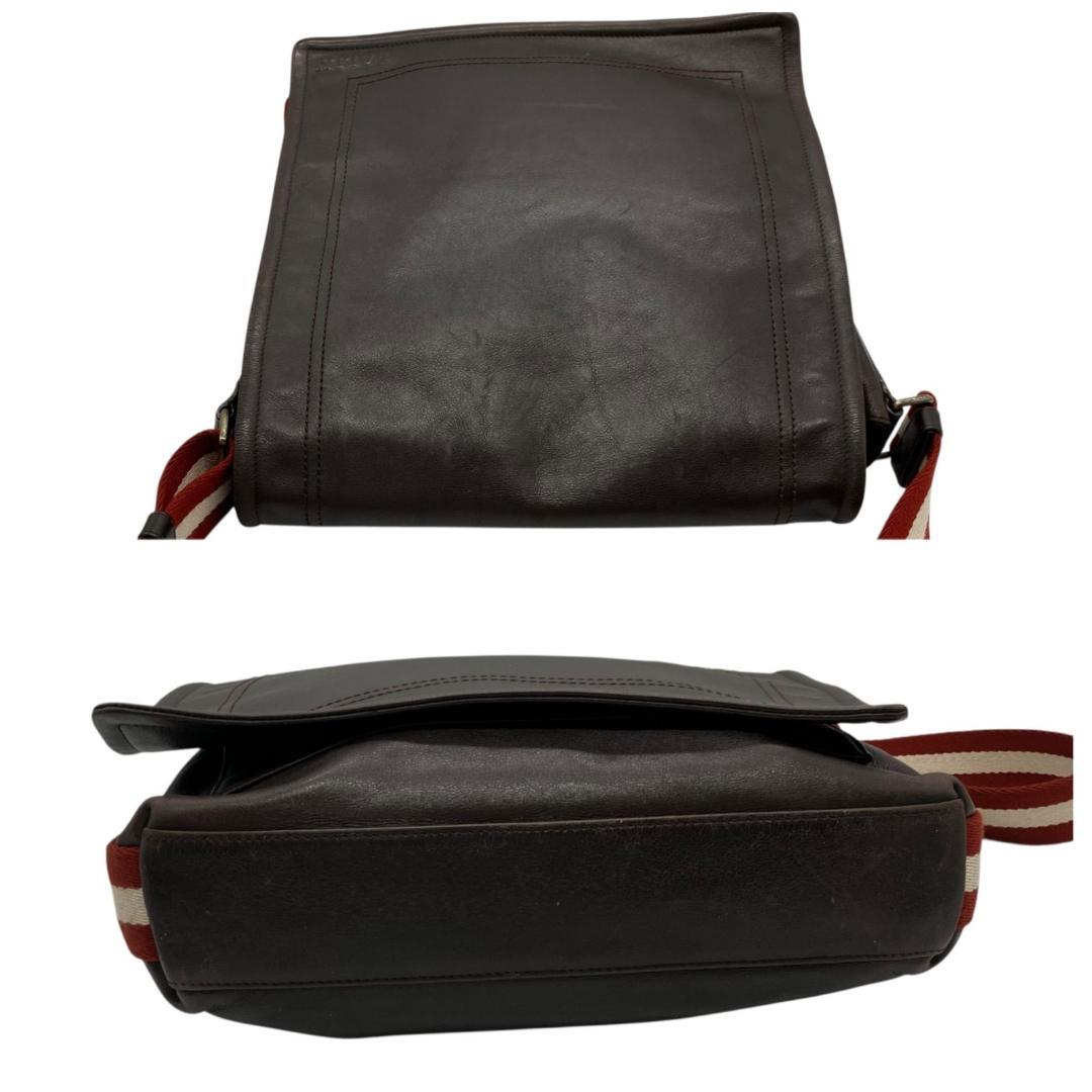 BALLY トレスポ メッセンジャーバッグ ダークブラウン レッド 1408