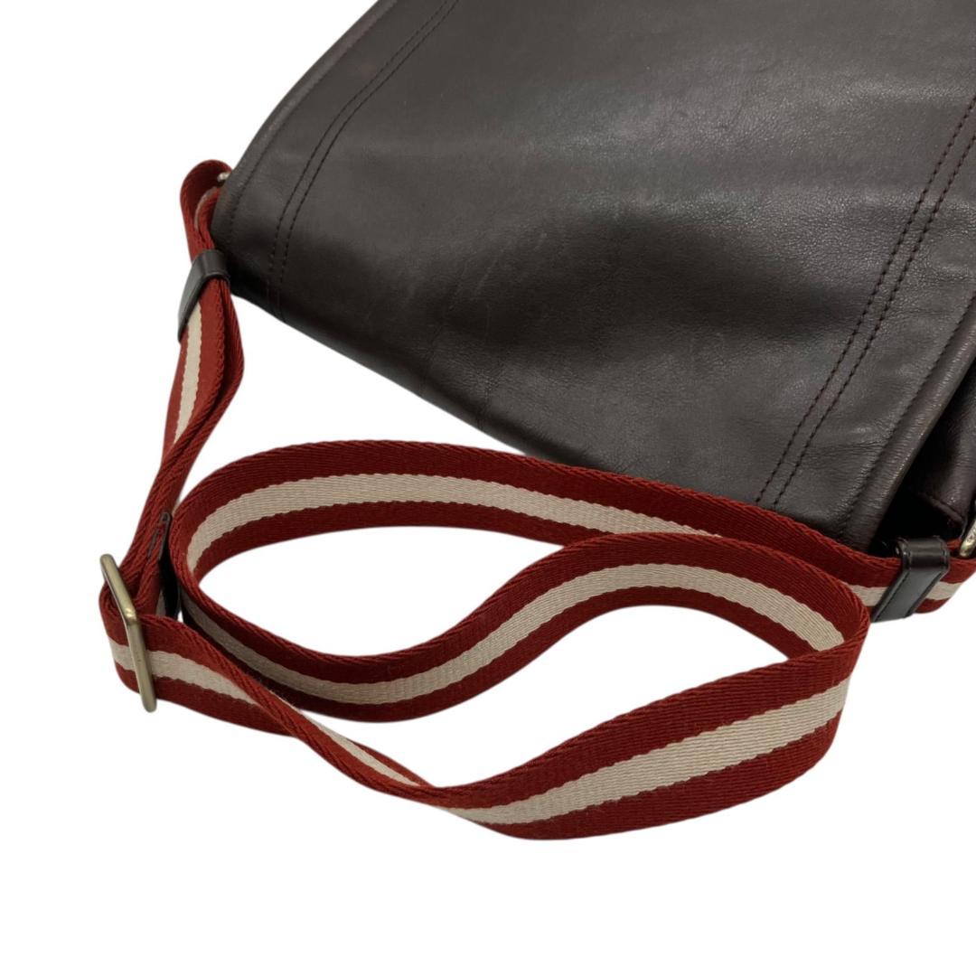 BALLY トレスポ メッセンジャーバッグ ダークブラウン レッド 1408