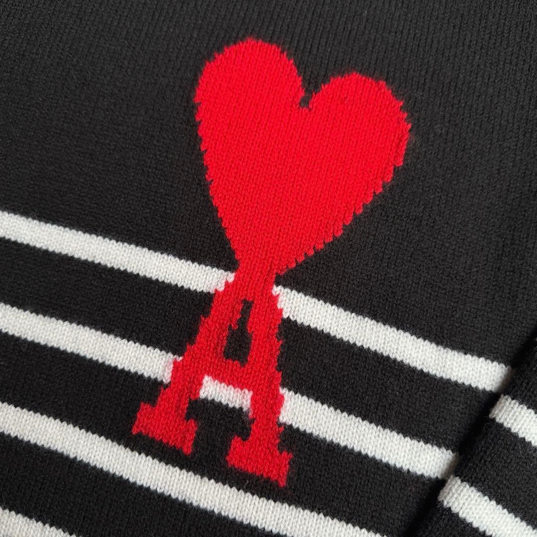 国内正規AMI PARIS アミパリス ウール ボーダー タートルネック ニット