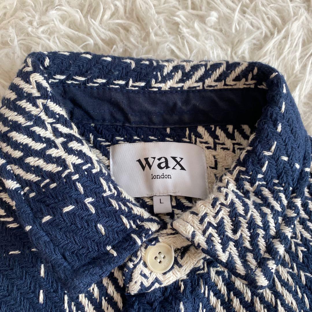 ワックスロンドン　wax london オーバーシャツ　ネイビー　ホワイト