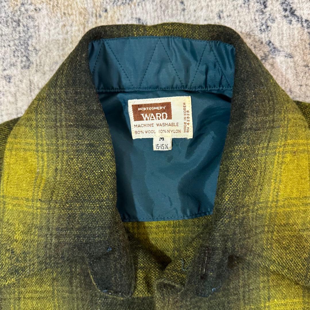 【絶妙配色 オンブレ】モンゴメリーワード 黒黄緑シャドウチェック ボードシャツ