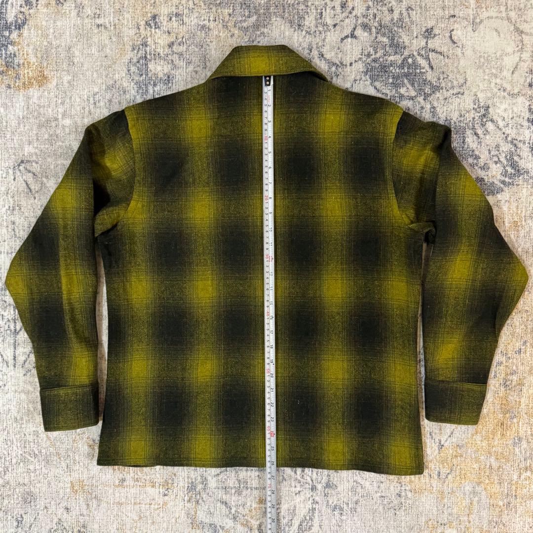 【絶妙配色 オンブレ】モンゴメリーワード 黒黄緑シャドウチェック ボードシャツ