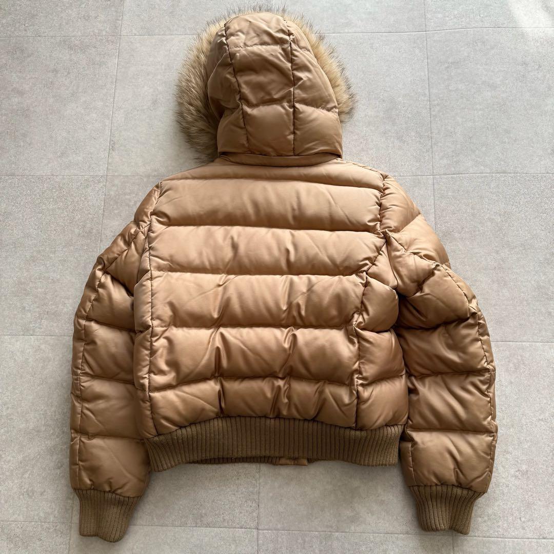 バーバリーブルーレーベル　ダウンジャケット　茶　ノバチェック　ファー　38