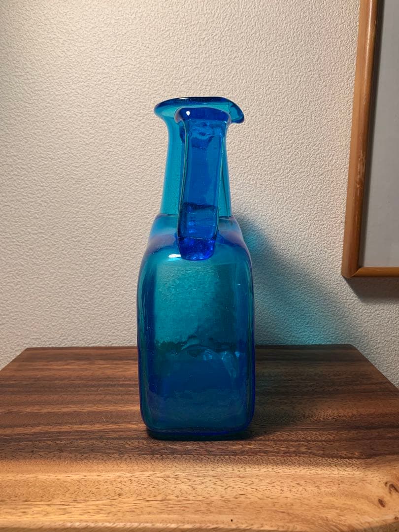 倉敷ガラス 小谷眞三 両耳付花瓶 民藝 小谷ブルー