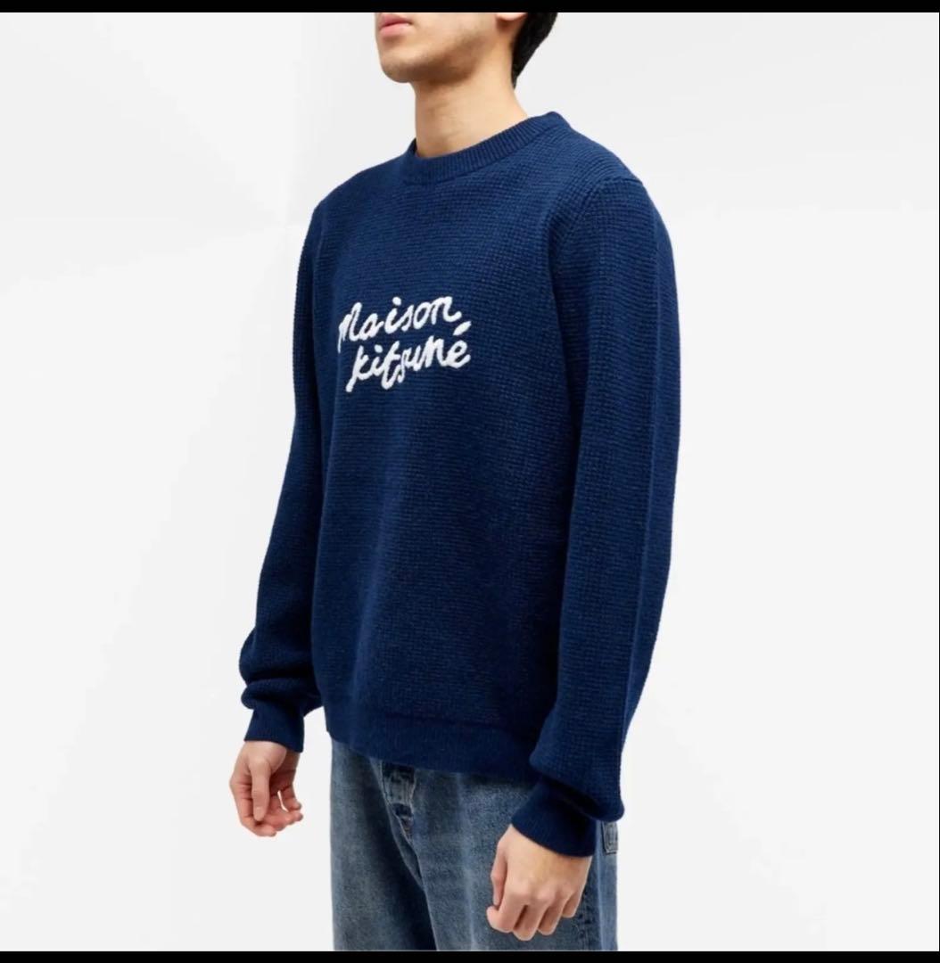 【限定】メゾンキツネ ネイビー ニットセーター L 新宿 伊勢丹