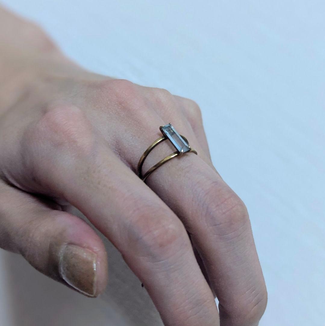 ツツミ　10k ブルートパーズ　二重リング　10号