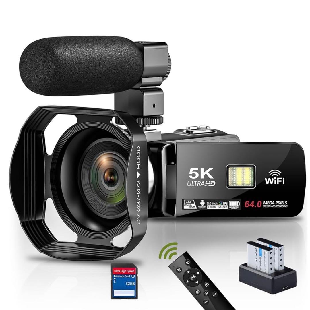 ビデオカメラ　5K 新作　呼びバッテリー付き