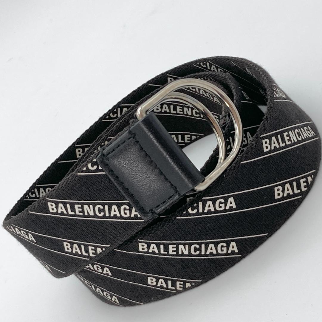 レア　バレンシアガ　Dリング　ジャガード　総柄　キャンバス　ベルト ブラック