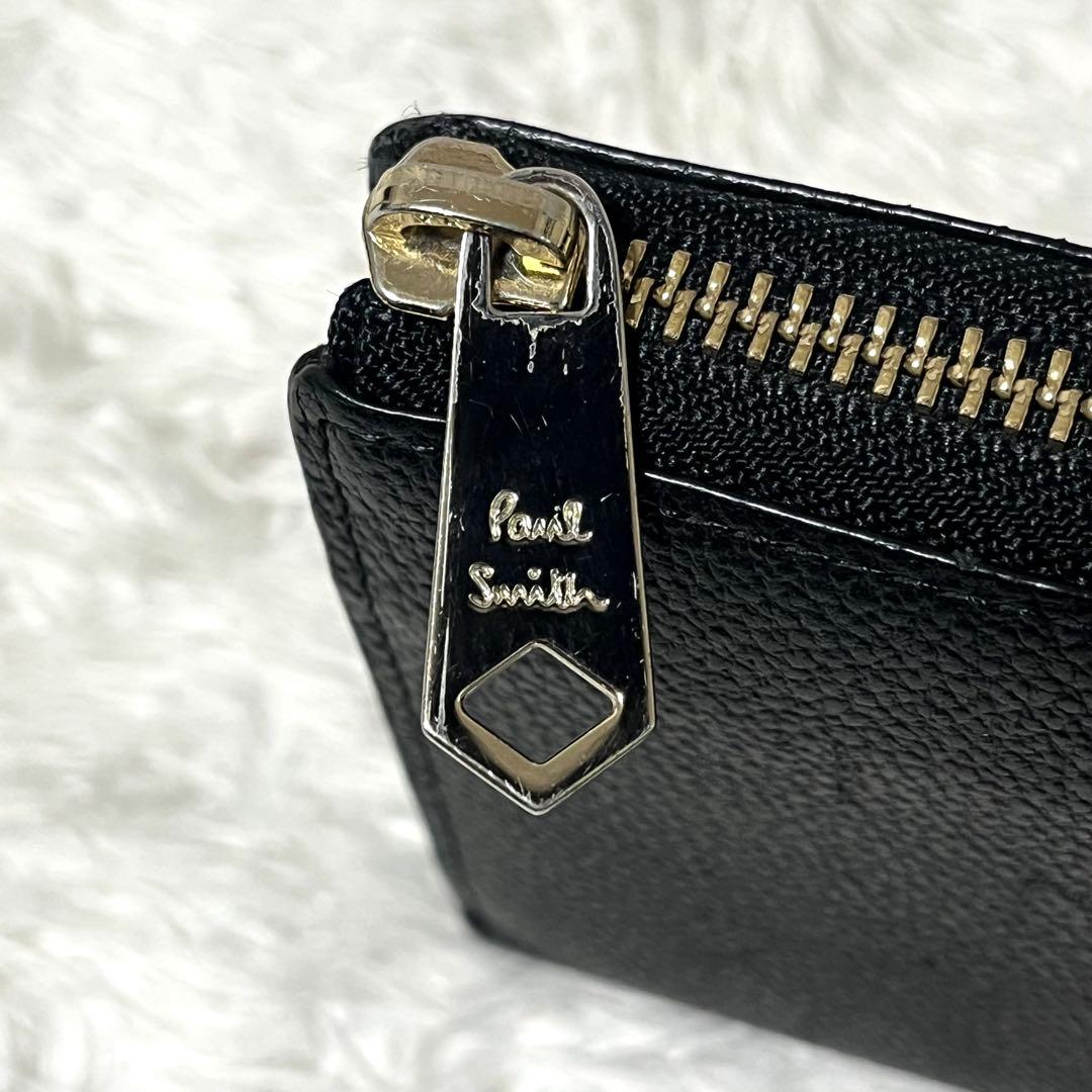 ✨極美品✨ポールスミス 長財布 L字ファスナー レザー マルチストライプ 黒