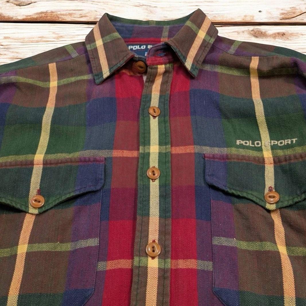 POLOSPORT ポロスポーツ 赤 紺 チェック ネルシャツ 古着 90's