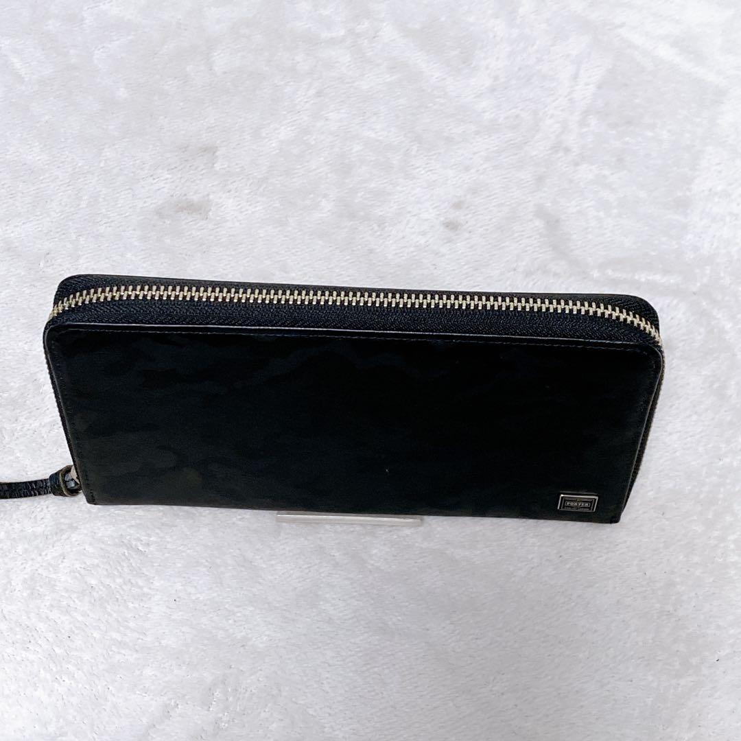 PORTER　ワンダー　ラウンドジップ長財布　BOX型小銭入れ　ブラック　迷彩柄