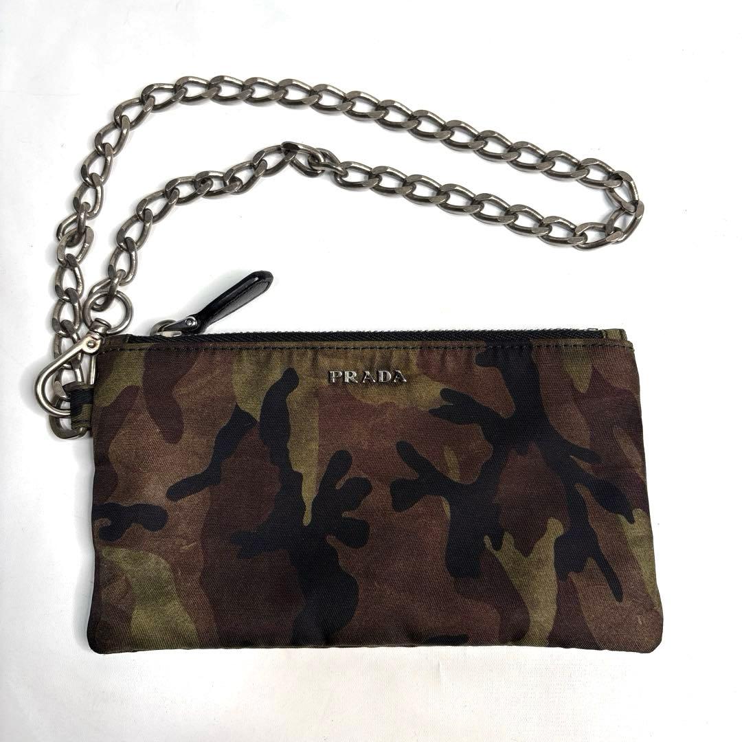 PRADA プラダ ナイロン カモフラ チェーン 財布 小銭入れ ケース