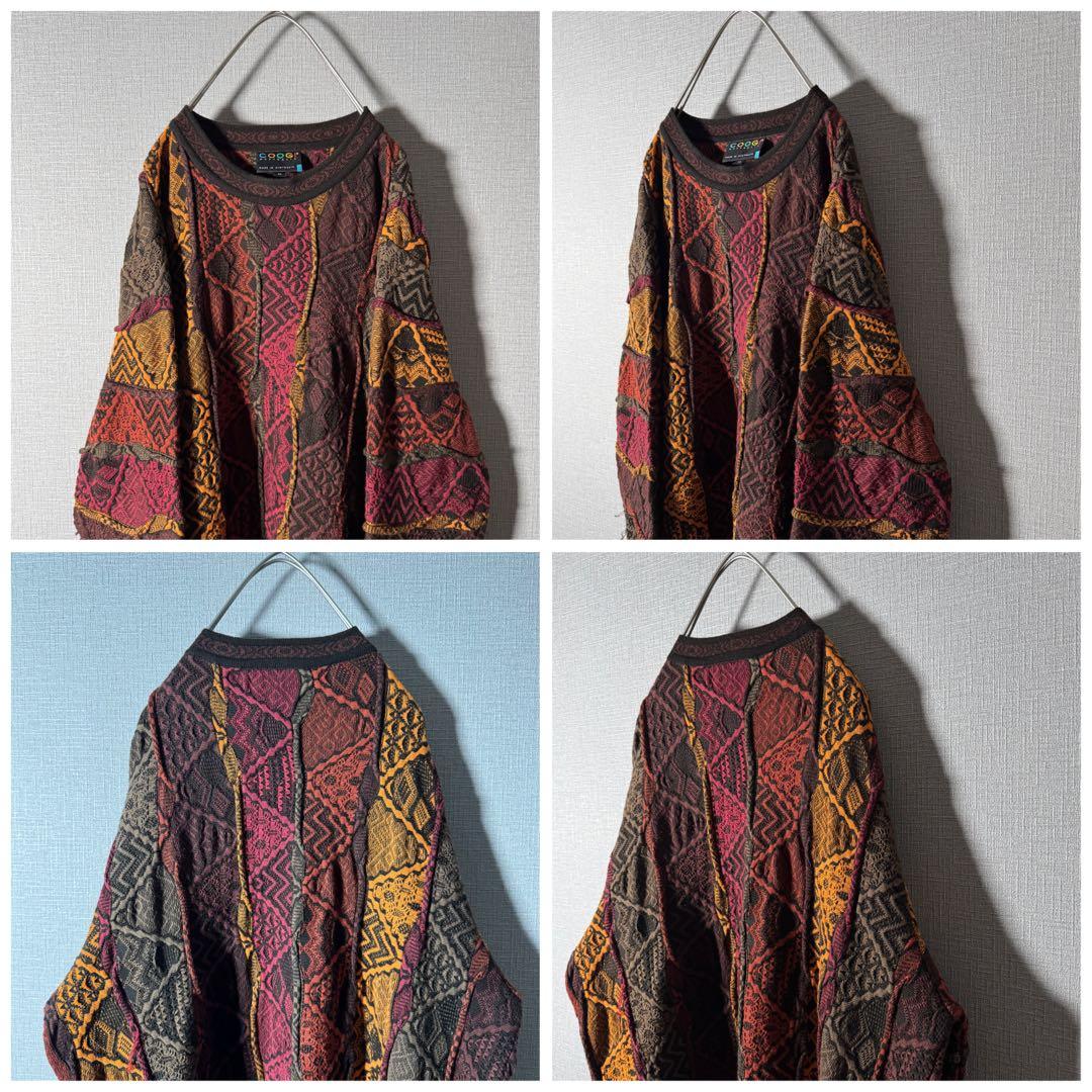 雰囲気抜群★COOGI クージー ケーブルニット 立体編み 凸凹 ウール M