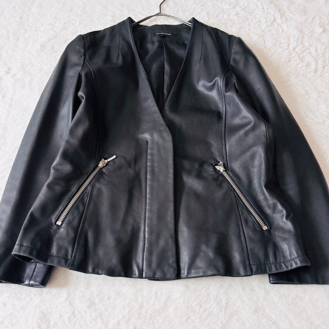 美品✨ ロートレアモン レザージャケット シングル ノーカラー 38 ラムレザー