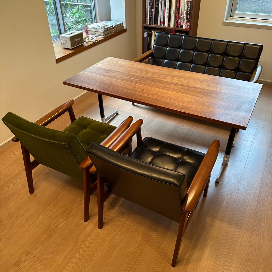 カリモク60 Kチェア 1シーター　モケットグリーン【美品】