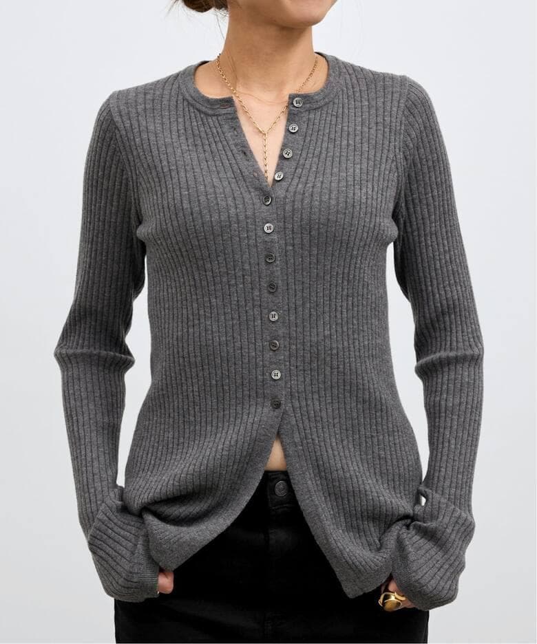 【今期・完売・紙タグ付】アパルトモンのRIB KNIT with BUTTON