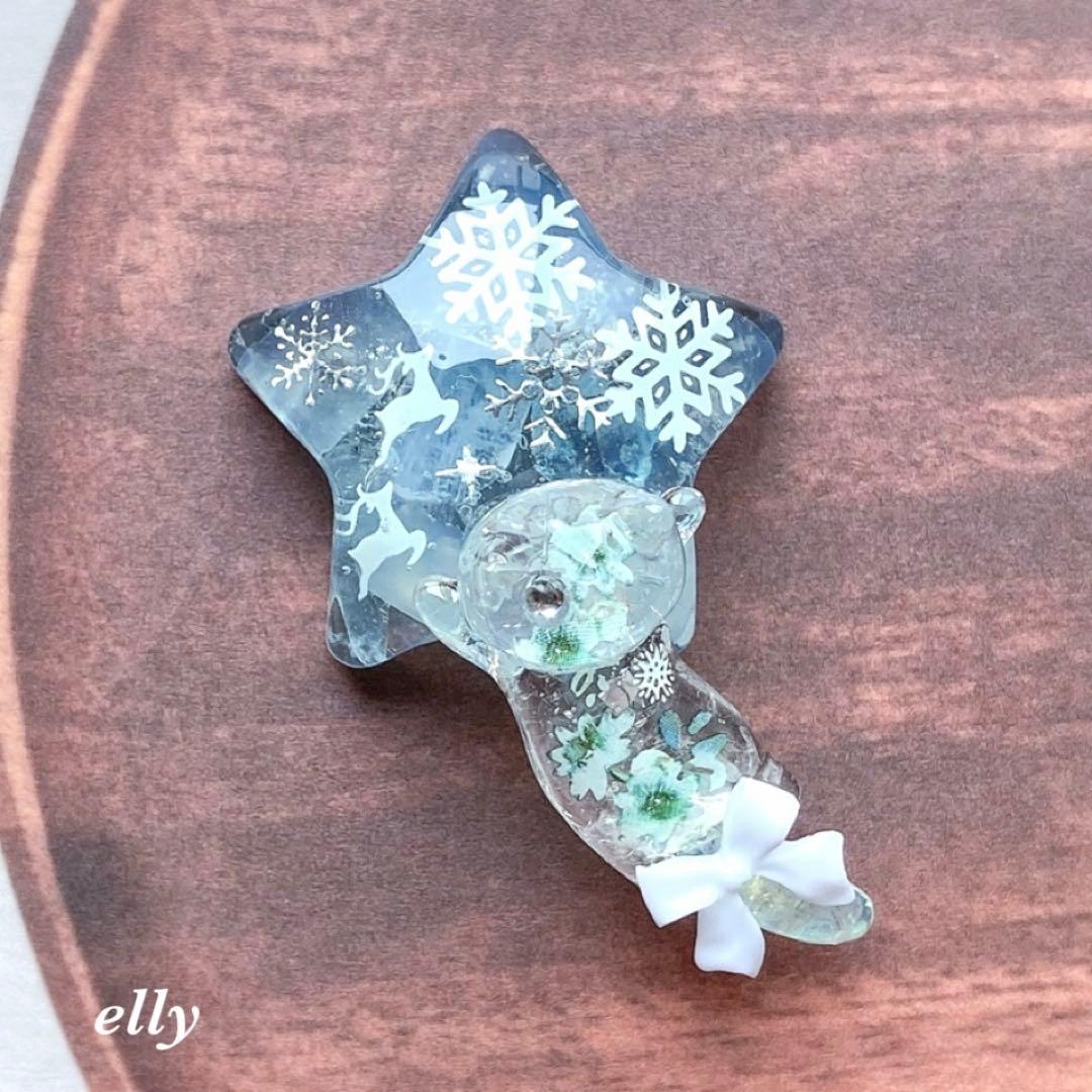 【sawasawa様】1569.天然石　琉球ガラス　雪の結晶　とびつき猫　レジン