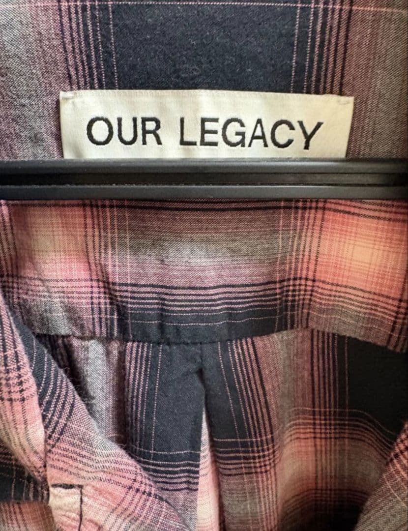 【正規品】OURLEGACY poco shirt 44 ピンクチェックシャツ