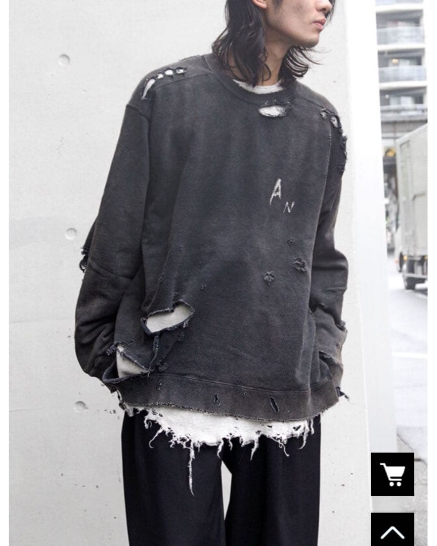 トップス ANCELLM Crash Uneven Over Sweat Shirt