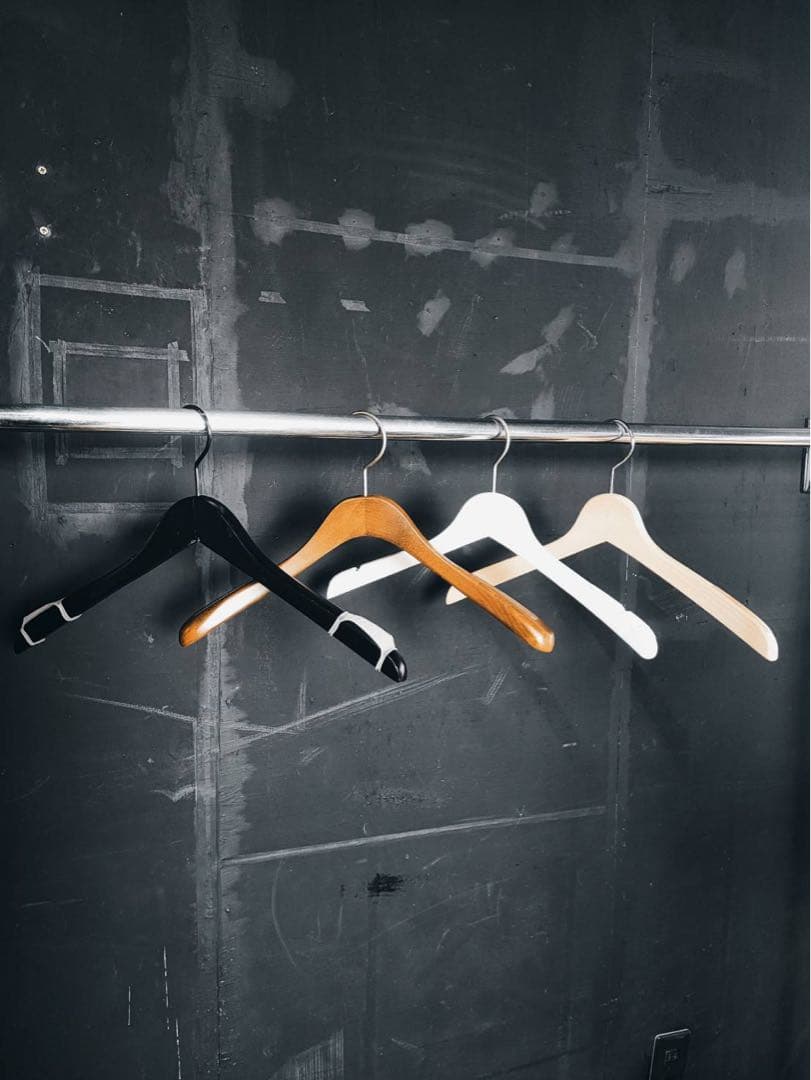 木製ハンガー　ハンガーまとめ売り　ハンガー　ベージュ　100本　4色