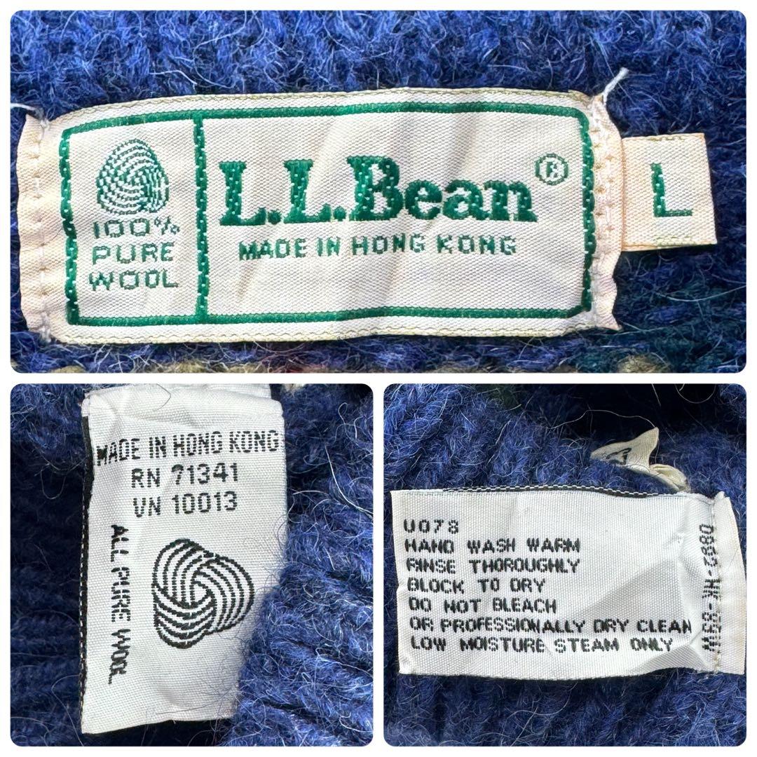 エルエルビーン 鳥柄ハーフジップショールカラーウールニット セーター 90s