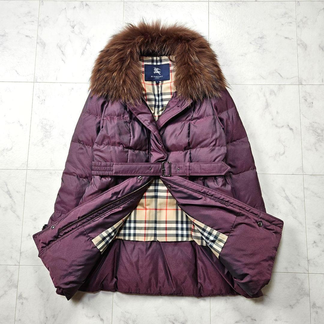 【新品同様】バーバリーロンドン　ダウンコート　ボルドー　大きいサイズ　イタリア製