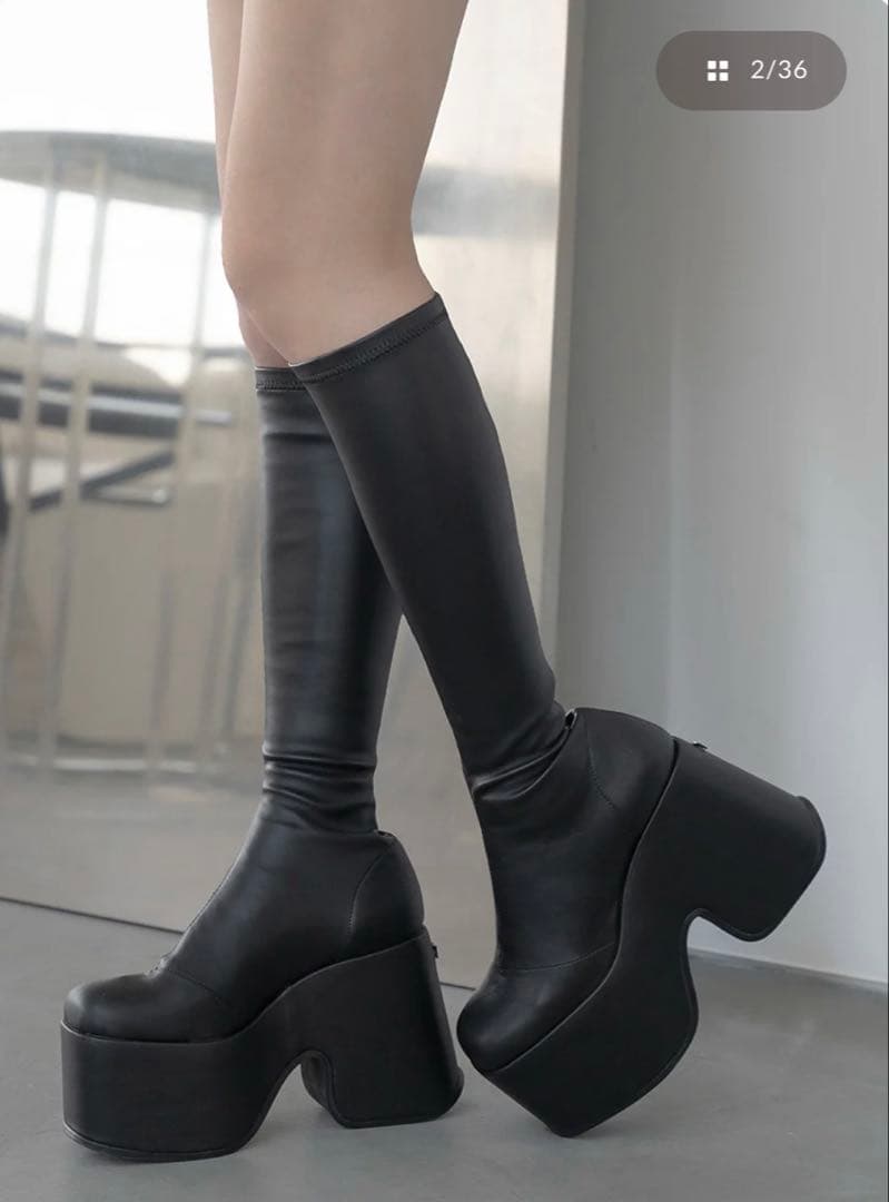 Darich ウルトラストレッチウェッジロングブーツ BLK Sサイズ