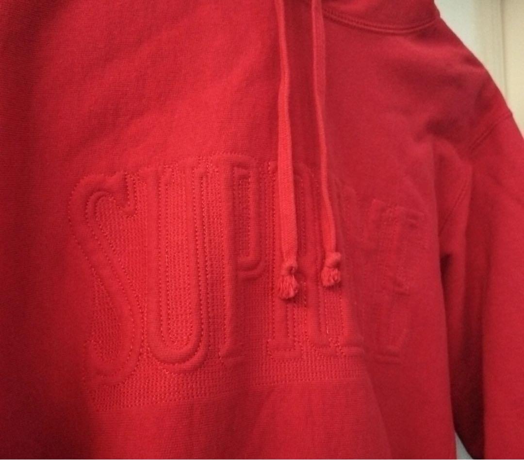 トップス Supreme embossed logo hooded sweatshirt