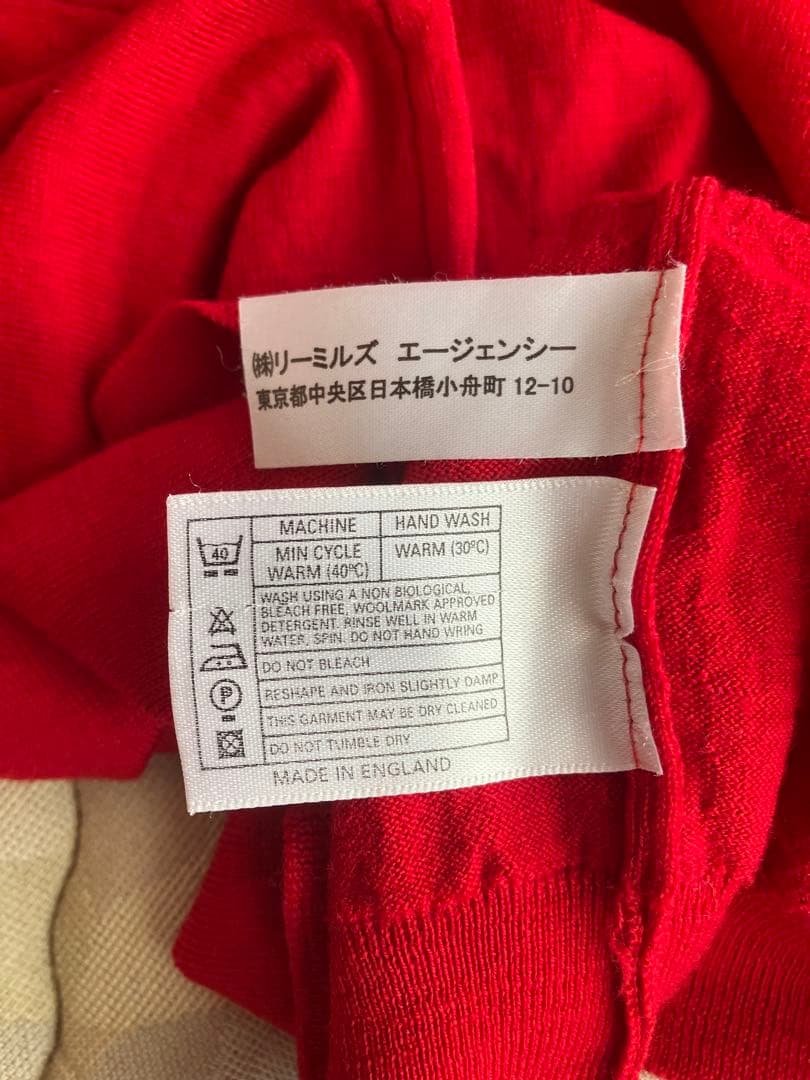 JOHN SMEDLEY ウール 30G タートルネックニット レッド S