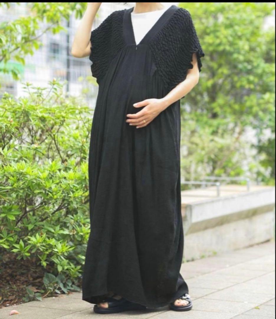 【産前・産後対応】マタニティ／シャーリングVワンピース　レプシィム