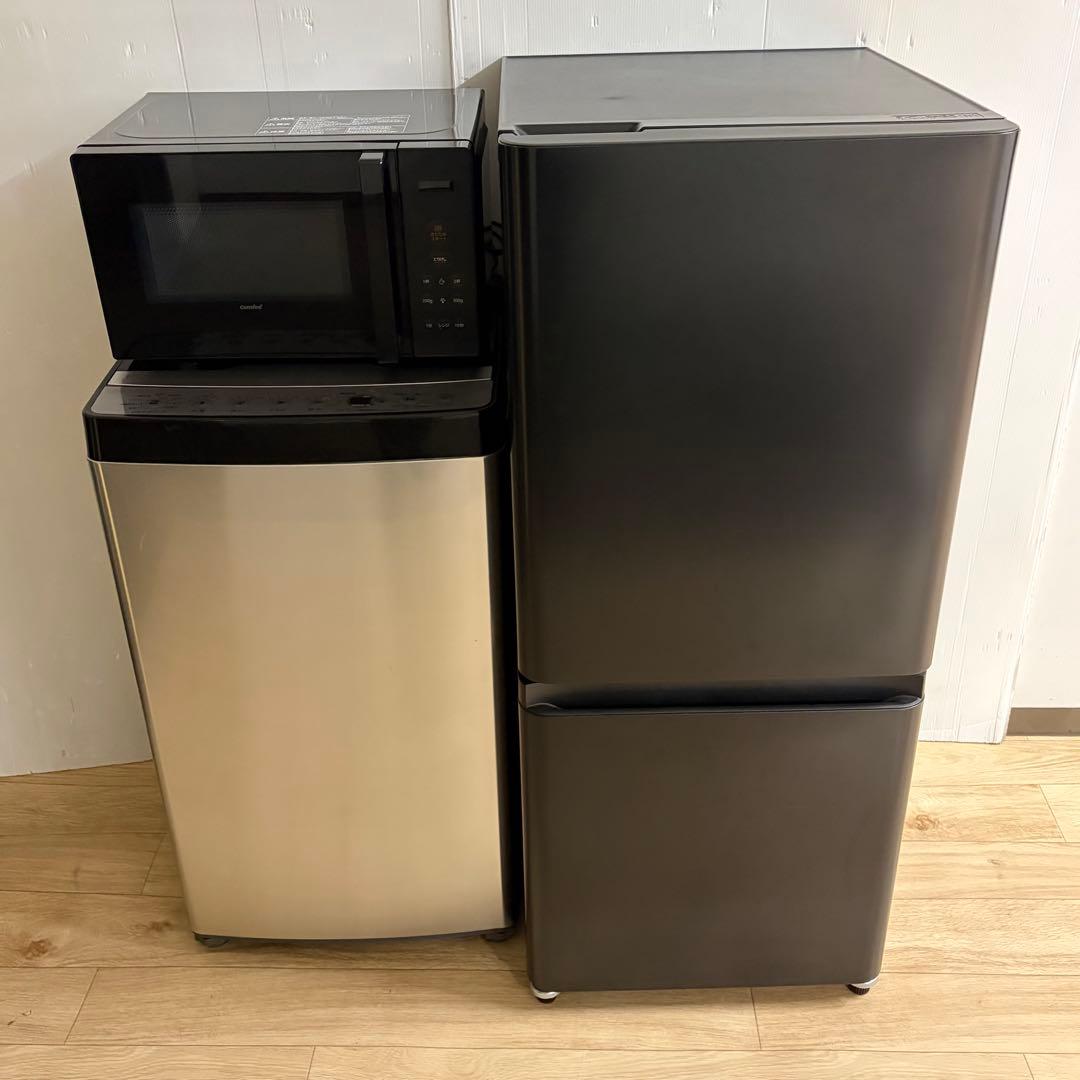 高年式ブラックシルバー1人暮らし家電セット❗️大阪、大阪近郊配送と設置無料o