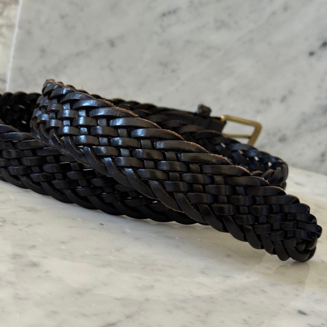 ポロラルフローレン ベルト メッシュ イントレチャート 編み込み 本革