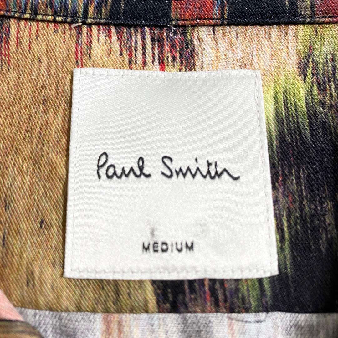 A18540 美品 ポールスミス 水彩画風 花柄 総柄 シャツ 黒 M