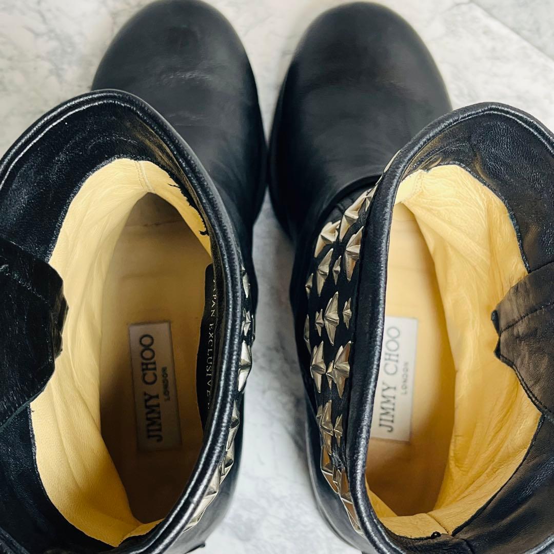 【極美品】JIMMY CHOO ジミーチュウ ブラックエンジニアブーツ 36½