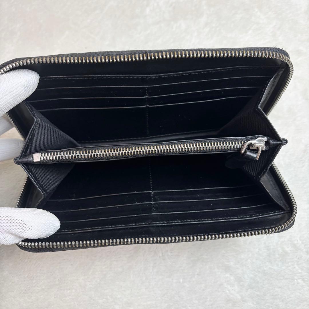 BURBERRY バーバリー　長財布　ラウンドジップ　黒　ロゴプリント　レザー